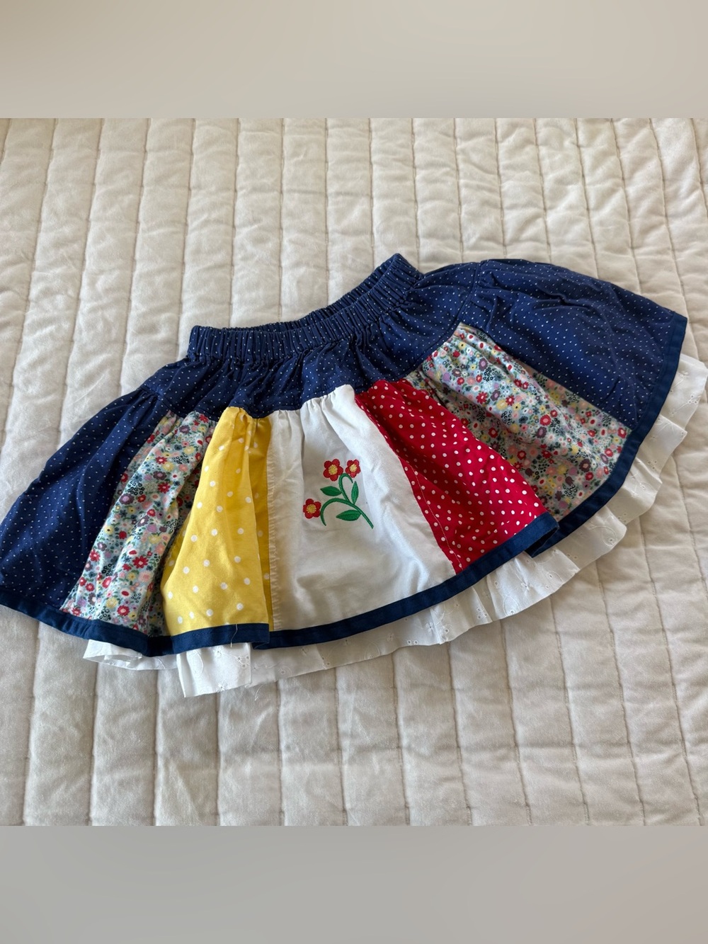 Cottagecore prairie boho handmade Patchwork embroidered skirt floral size 6-7